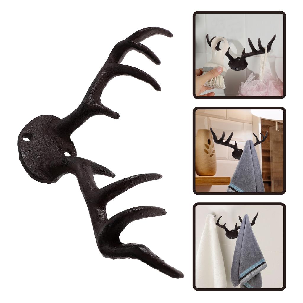 Gusseisen Geweih Haken Wandaufhänger Retro Mantel Mehrzweck Vintage Schlüssel Aufhängen Montiert