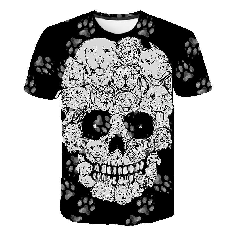 T-shirt col rond pour hommes, impression numérique 3D, motif tête de squelette, été, grande taille