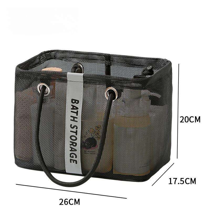 1pcs Portable Travel Toiletry Storage Basket Large Capacity Mesh Handheld Drainage Basket Foldable Gym Bath Bag