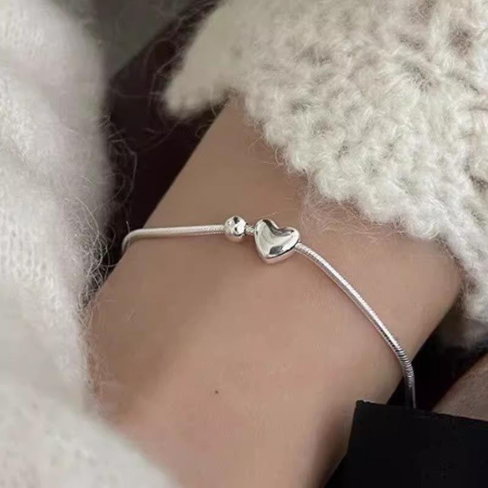 2025 New Trend Copper Silver Plated Love Snake Chain Bracelet Valentine's Day Gift Women's Elegant High Quality Bracelet Gift