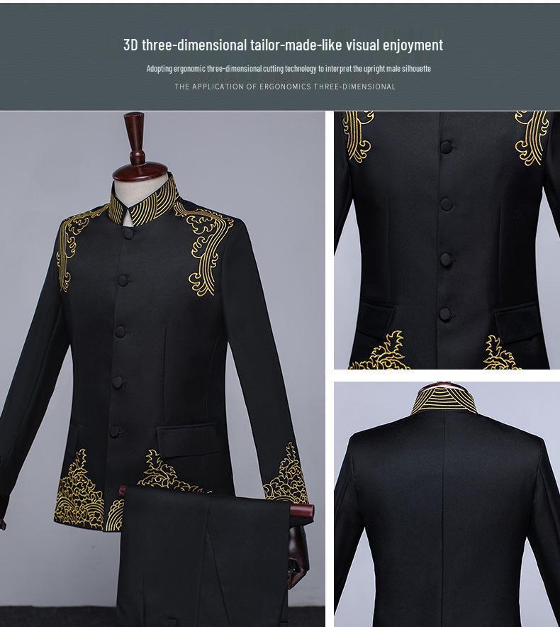 Men's Zhongshan Suit Embroidered Choir & Graduation Costume - Chinese Style