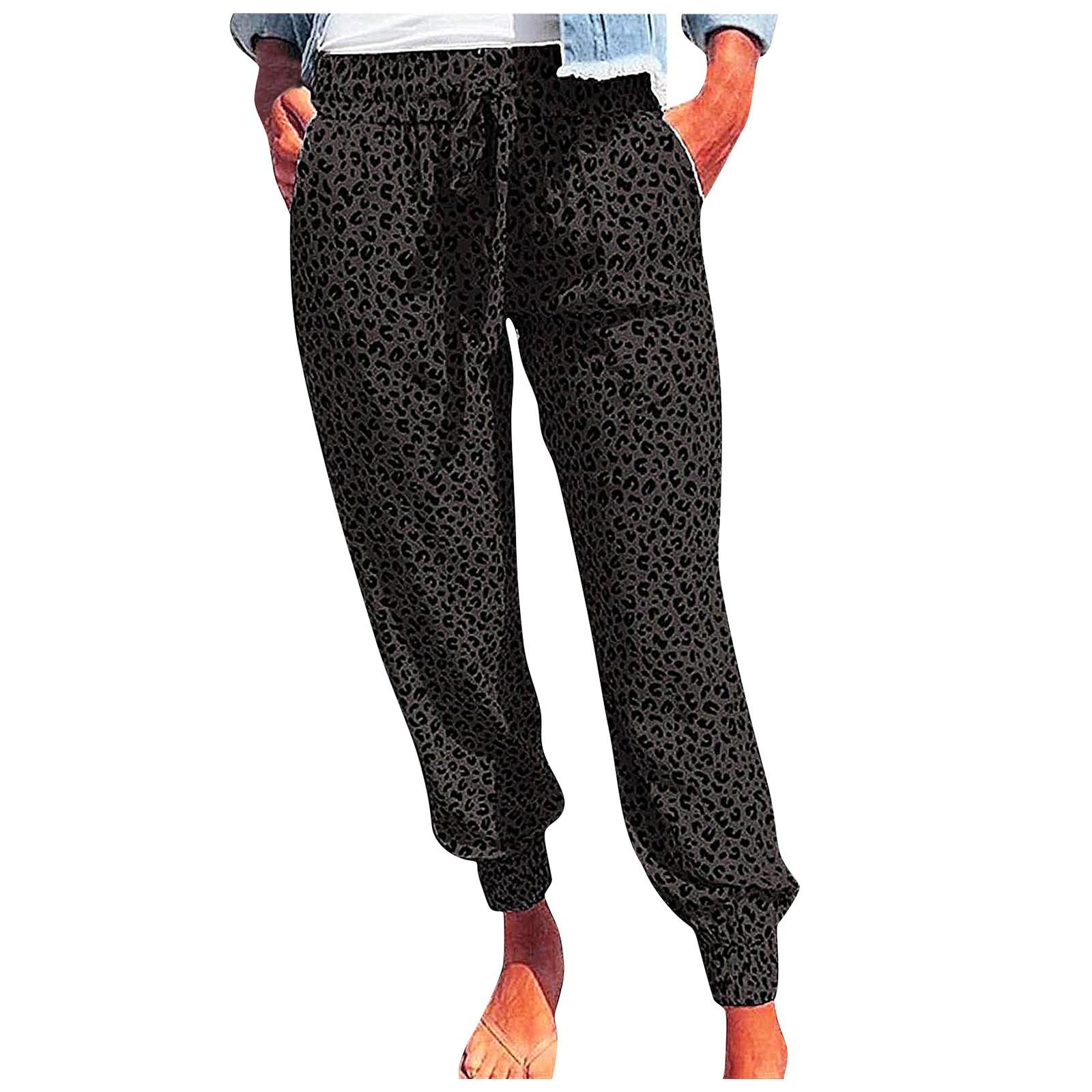 

Женские повседневные брюки с леопардовым принтом, спортивные брюки S чёрный