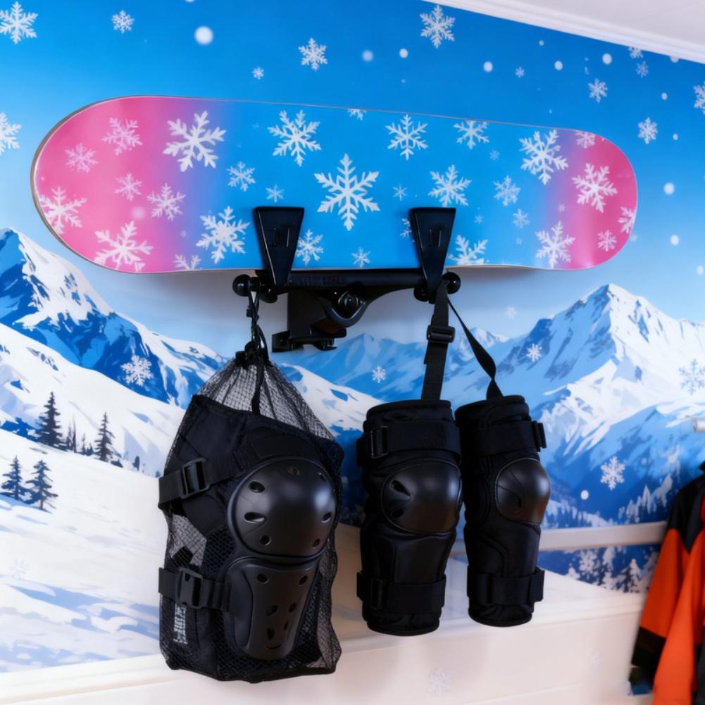 Ścienny Stojak do Przechowywania Nart i Desek Snowboardowych z Materiału ABS i Elementami Montażowymi do Schludnej Ekspozycji w Domach lub Garażach