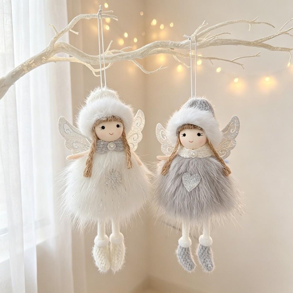 Fabric Xmas Tree Angel Pendant Mesh Angel Girl Hanging Pendant Xmas Holiday Party