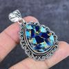 Natural Cotton Candy Turquoise 925 Sterling Silver Jewelry Pendant 2.25" ETC-13995