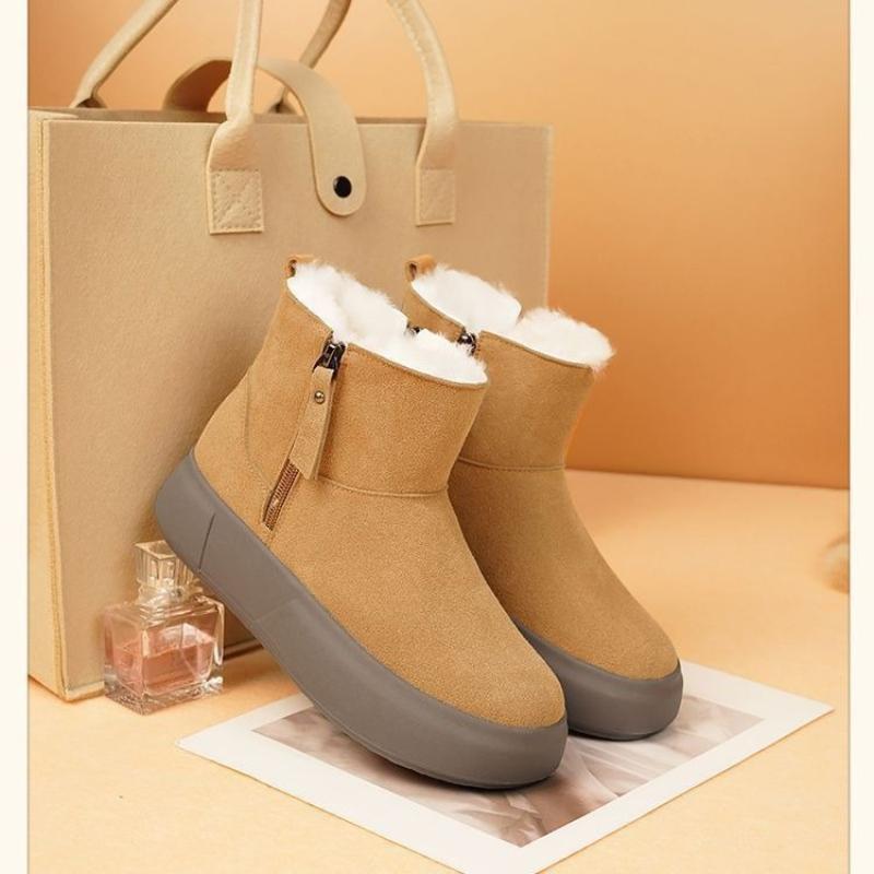 Fashion Waterproof Round Toe Chunky Snow Boots for Women Winter Fleece-lined Woman Shoes Comfortable and Elegant Y2k Plush Warm Hot Boot