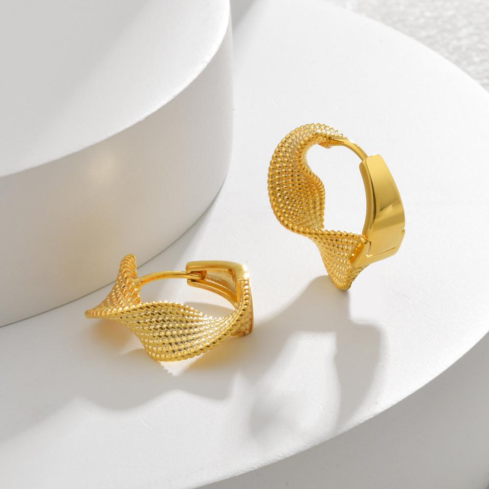 Twisted Hoop Earrings, Gold Plated Huggie, Designer Jewelry, Braided Statement Earrings for Women