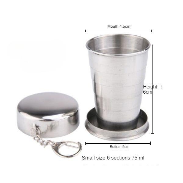 

Телескопическая чашка из нержавеющей стали, складная чашка, чашка для мытья на открытом воздухе, портативная креативная бутылка Que, мини-маленькая чашка Foldable cup 75 ML