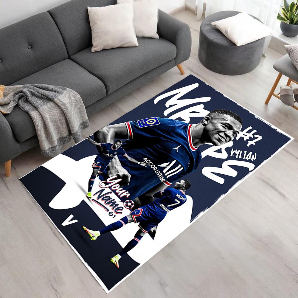 Mbappé Customize Your Name Floor Rug Office Rug Perfect for Living Rooms Dining Room Balcony Playrooms Antislip Carpet Decorate Offices
