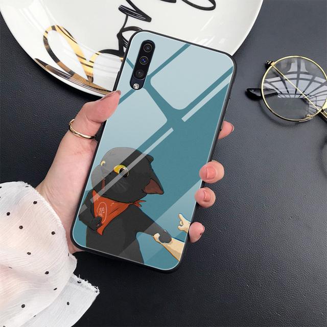 Cute Cat Animal Case For Samsung Galaxy A52 A71 A72 A70 A73 A53 A13 5g A03 A22 A21s A03 Core A42 Cartoon Tempered Glass Cover