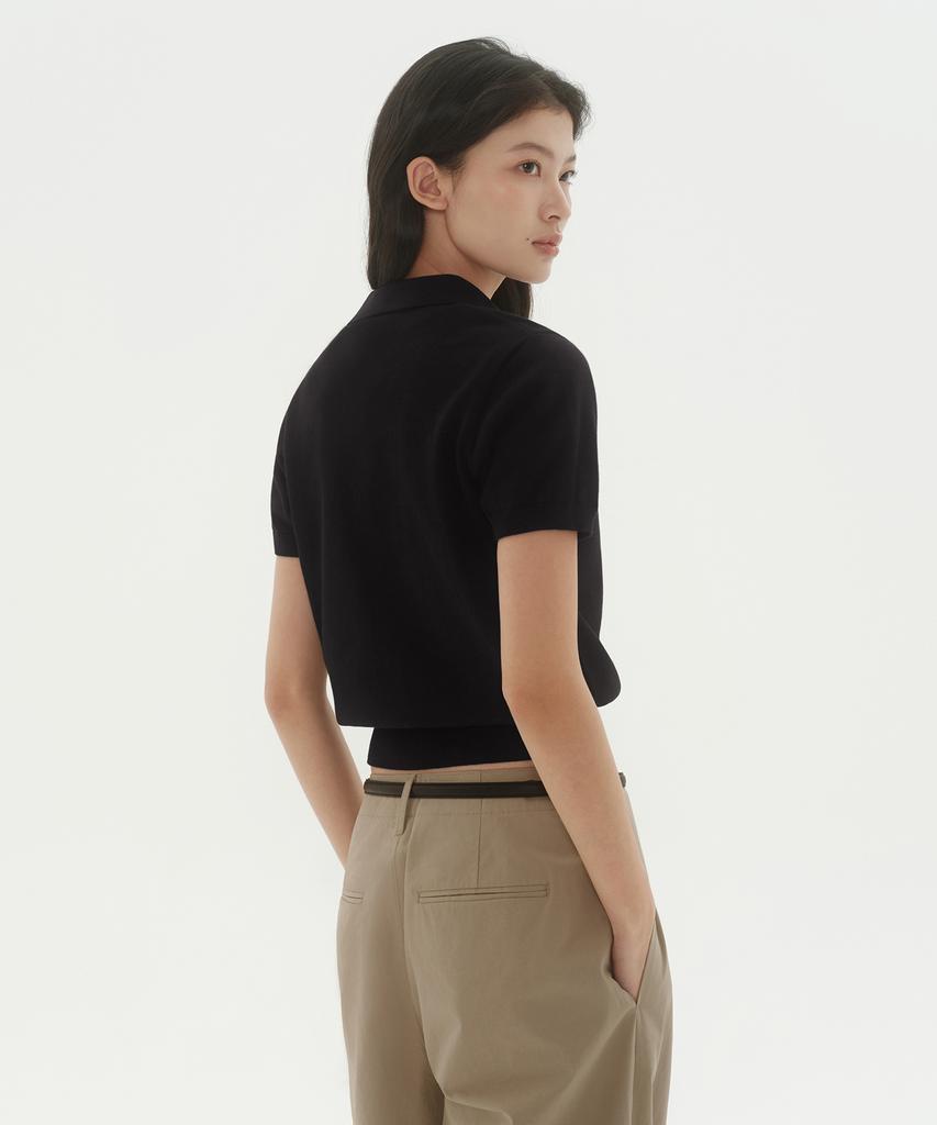 MUSINSA STANDARD WOMAN Women'S Washable Supima Cotton Knitted Polo Shirt [Black]