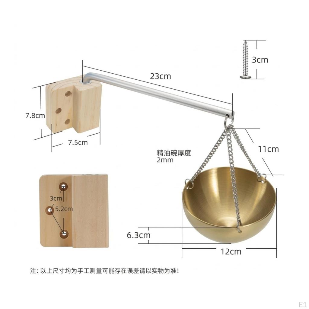 Sauna Bowl Stainless Steel Oil Holder HeatResistant Hanging with Chain for Steam Room,