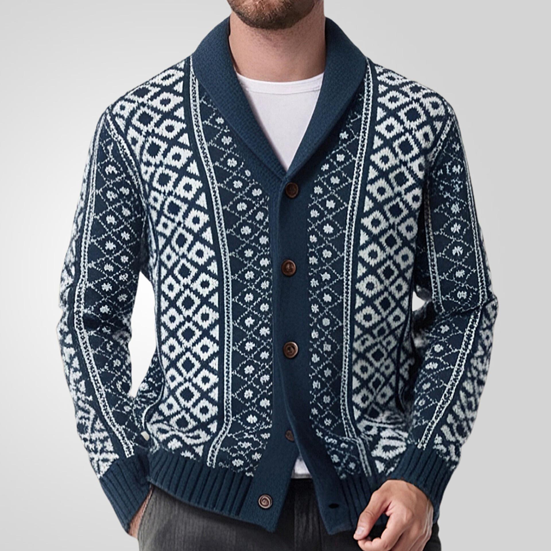 

Vintage Cardigans for Men Shawl Collar Knit Cardigan Sweaters Button Down Knit Sweater Casual Long Sleeve Cardigan Men s Fall Winter Knitted Jacket 3XL темно-синього кольору