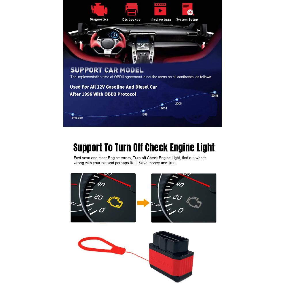 KONNWEI KW905 OBD2 ELM327 V1.5 Bluetooth 5.0 Scanners For Android/IOS ELM 327 OBD 2 Car Diagnostic Toosl Code Readers