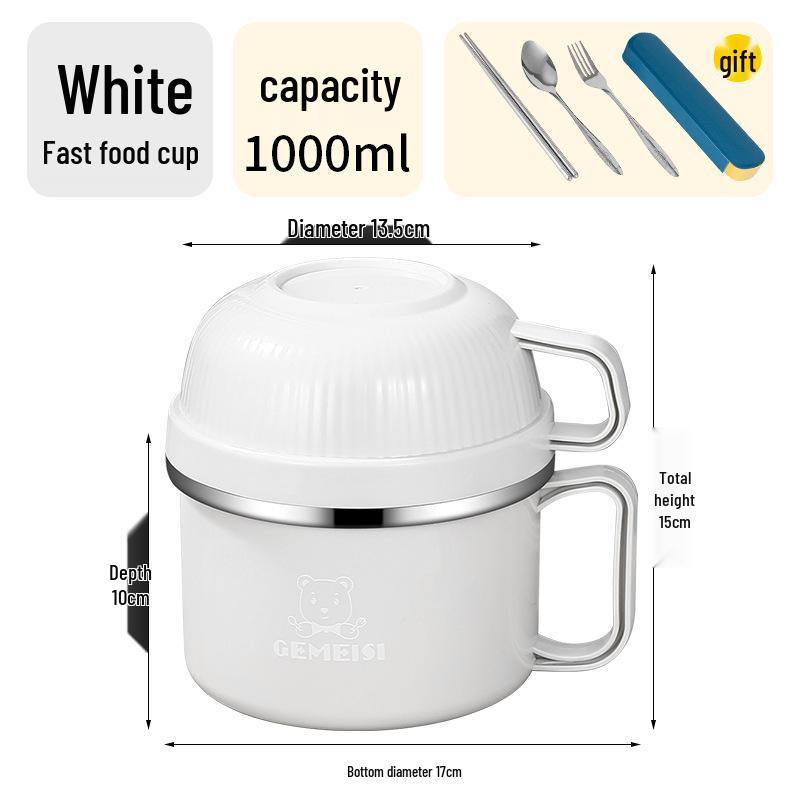 Zestaw lunchowy ze stali nierdzewnej: Izolowana miska na zupki instant z pokrywką, duża pojemność, zawiera pałeczki. Idealny dla studentów i dorosłych.