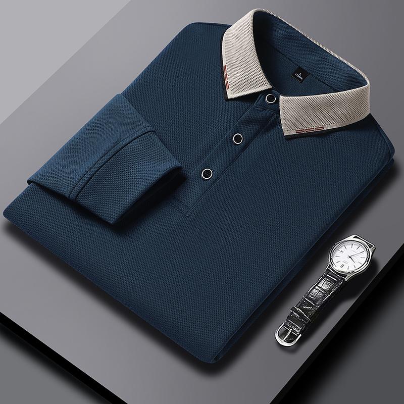 Autumn and Winter Versatile Bottoming Tops Business Casual Men's Long-sleeved POLO Fir Lapel T-shirt