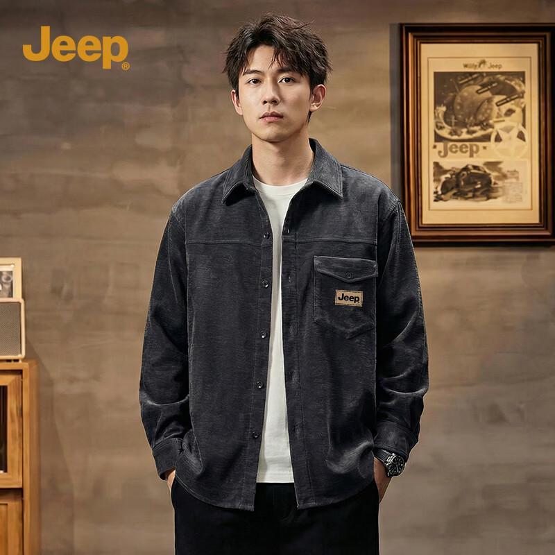 

JEEP American Retro Corduroy Long Sleeve Casual Shirt M