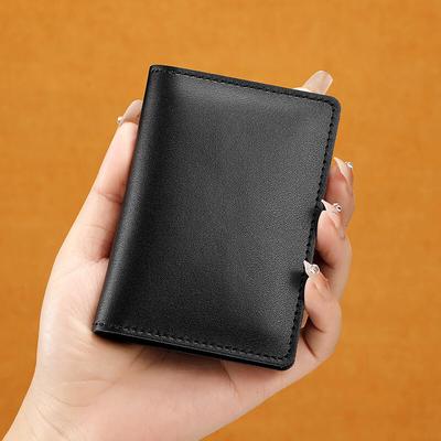 Porte-cartes de crédit en cuir véritable pour hommes et femmes, en cuir de vache minimaliste, Mini étuis ultra-minces pour cartes de crédit