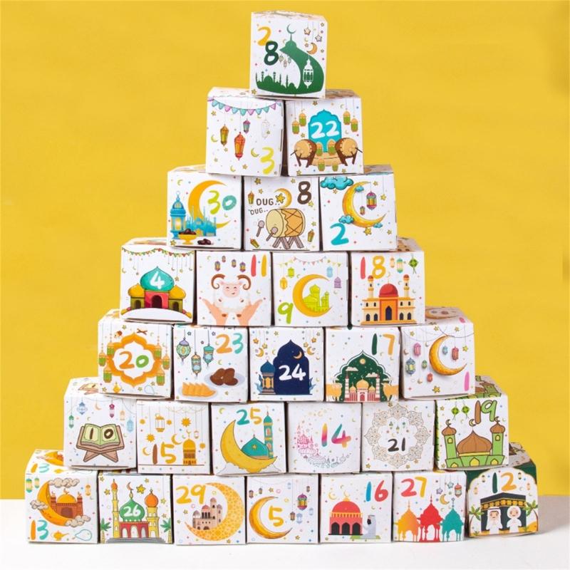 30Pcs Eid Countdown Treat Boxes Countdown Candy Boxes Party Treat Box Candy Cookie Boxes for Parties Supplies