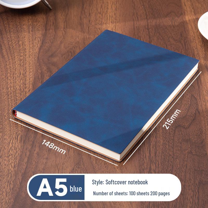 A5 Sheepskin Soft Leather Notebook – Customizable, Logo Printable, Thick Business Office Design