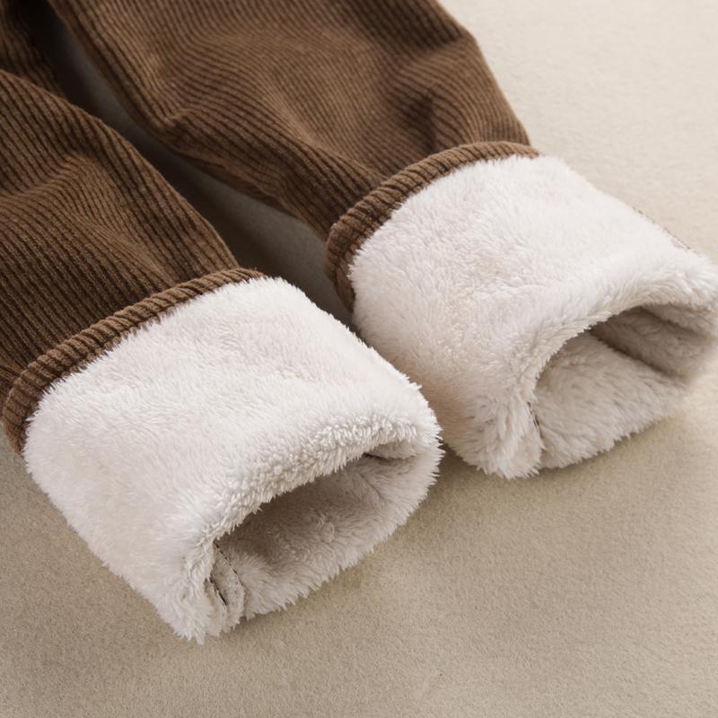 Winter Velvet Corduroy Pants Casual High Elastic Waist Harem Loose Female Long Thick Solid Warm Basic