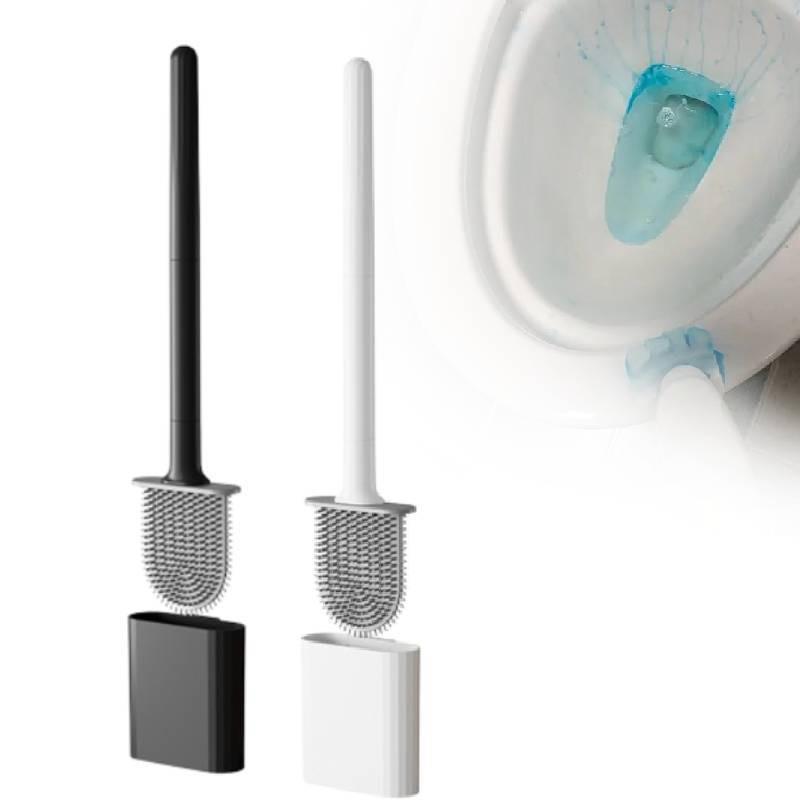 Toilet Silicone Brush Deep Cleaner Brushs Nonslip Long Plastic Tool Handle