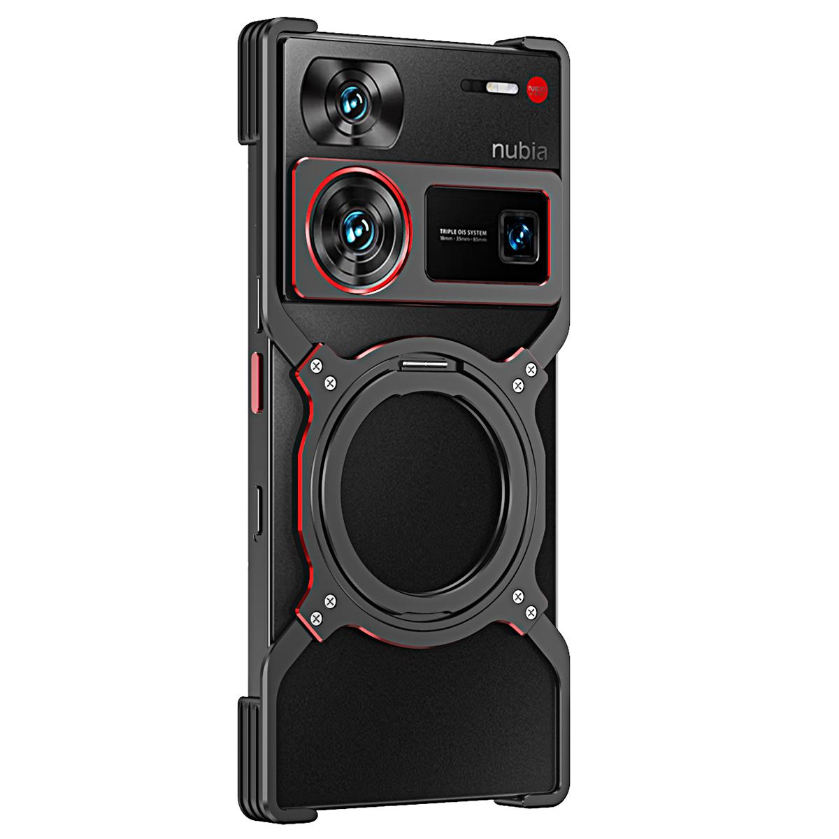 

For ZTE nubia Z60 Ultra/Z60 Ultra Leading Kickstand Case Metal Bumper Magnetic Phone Cover Silver/Silver