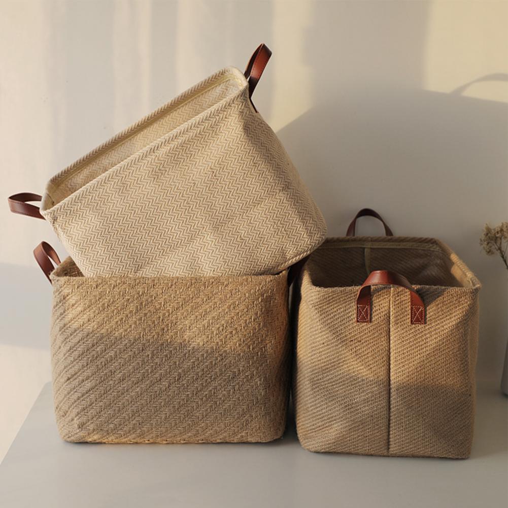 Foldable Storage Basket Decorative Dense Stitches Fabric Dirty Clothes Basket for Laundry Simple Wardrobe Storage Basket