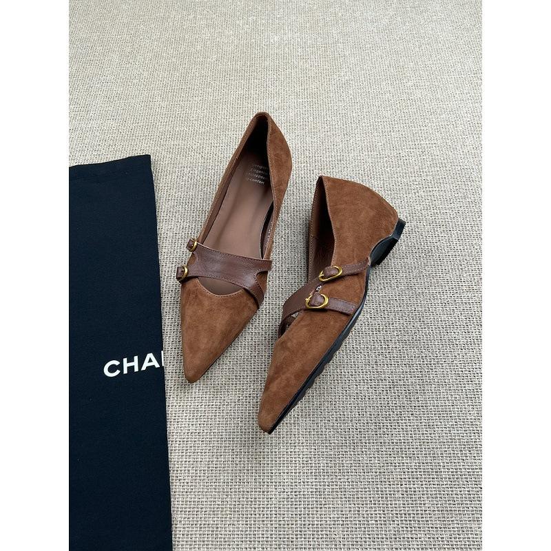 Sheepskin~ inner height increase 4cm genuine leather pointed tip temperament shallow mouth single shoes women's 2025 autumn new flip fur Mary Jane