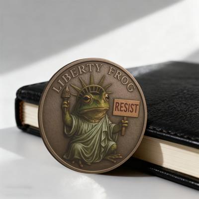 Portland Frog Coin Bronze Liberty Frog Challenge Coin Collectible Frog Resist Coin Symbol of Courage Inspirational Gift for Collectors Art Lovers