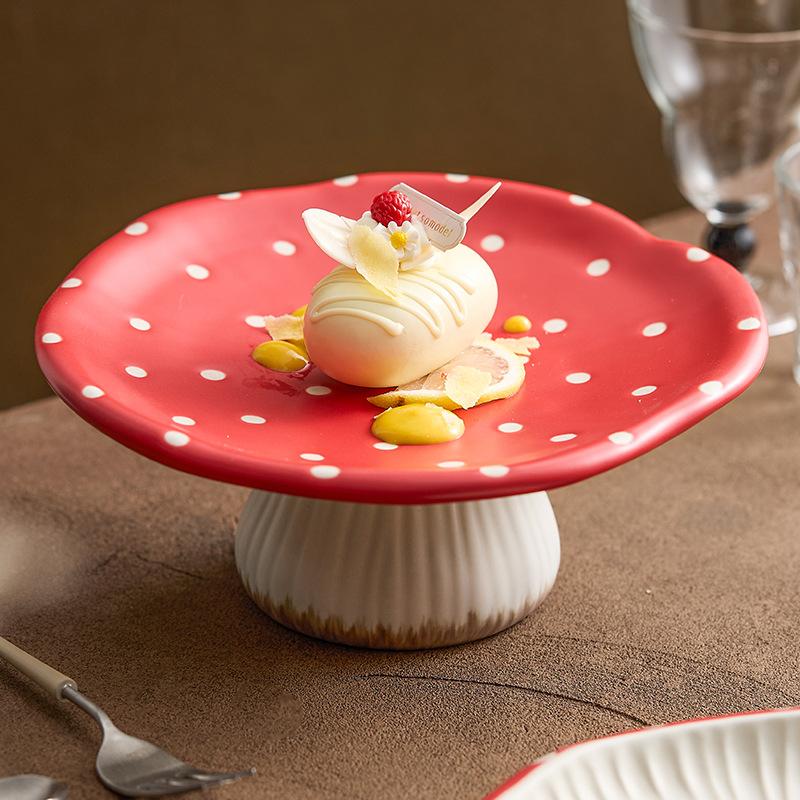 Cartoon Niedlicher Pilz Keramiktablett Zuhause Geschirr Zarter Obst Dessertteller Hotel Restaurant Kochgeschirr Küchenutensilien