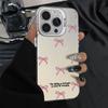 Sweet Cool Pink Black Bowknot Frosted Case for iPhone 17 Air 16 E 15 14 Plus 13 12 Mini 11 Pro Max Acrylic Hard Silicone Cover