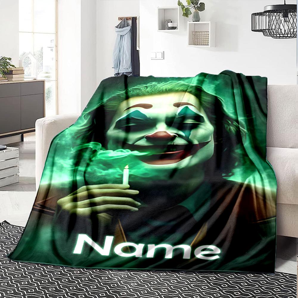 Customiz Name Personality Joker Blanket Soft &Warm Sofa Office Bed Travel Lunch Break Blanket, Gift Suitable All Seasons