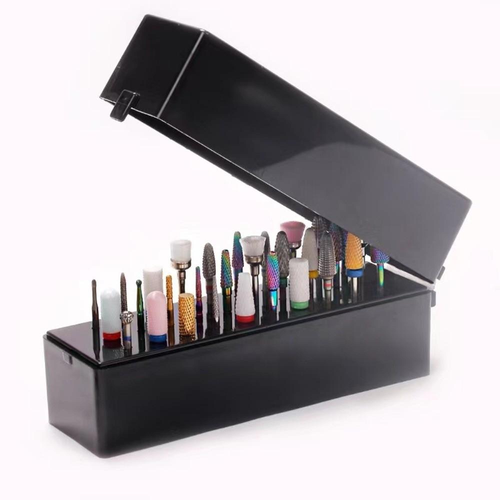 30 Holes Nail Drill Bits Holder Dustproof Nail Art Supplies Dustproof Bit Case Portable Design Manicure Organizer