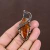 Natural Baltic Amber Gemstone Handmade Copper Wire Wrap Pendant 2.76" y5K07