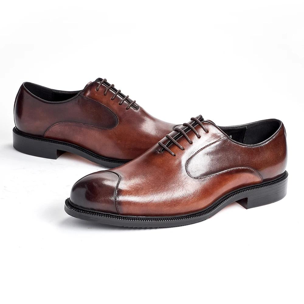Fashion Men's Genuine Cow Leather Oxford Dress Shoes, Height Increase, Formal Lift Brogues, Wedding Suit Shoes, High Quality Elevator