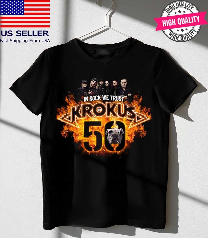 Krokus Band In Rock We Trust TShirt Classic Black Unisex S-5XL E1788 Unisex T-Shirt M