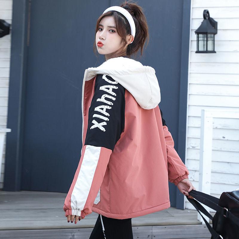 Winter Plush Thick Cotton-padded Jacket Women's Loose Zipper Cardigan Hooded Cotton-padded Jacket All-match Warm Top