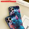 2DFlat Neon Cat in Space with Glowing Tech Collar All inclusive film hard iPhone case, compatible with iPhone 18 Pro Max 17 16 15 14 13 12 11