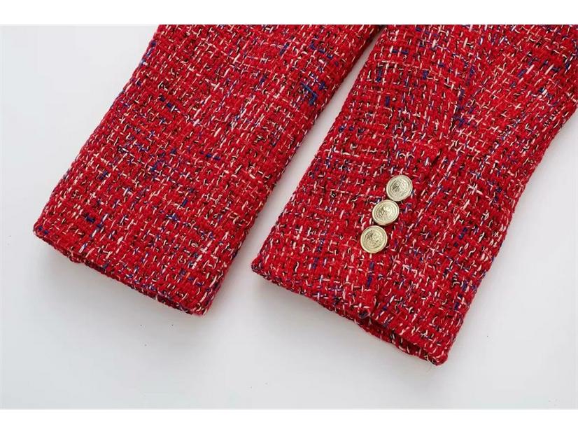 Autumn Double-Breasted Textured Office Jacket - Women's Fashion Suit with Small Fragrance Style