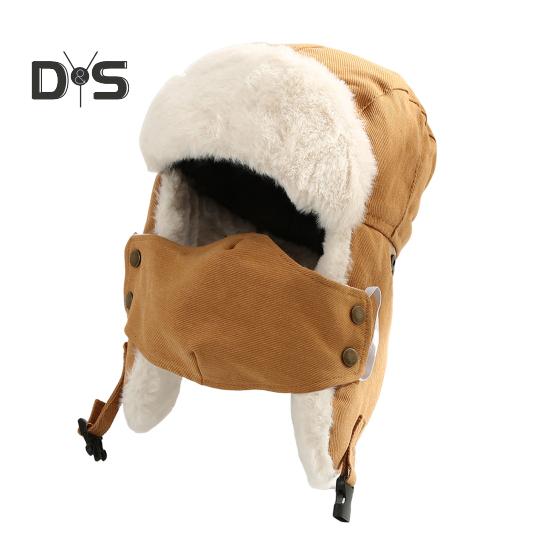 

Унисекс зимняя шапка с ушами и защитой рта, полная защита, толстый плюш, сохраняющий тепло, шапка-бомбер для активного отдыха, велоспорта, кемпинга, путешествий жёлтый