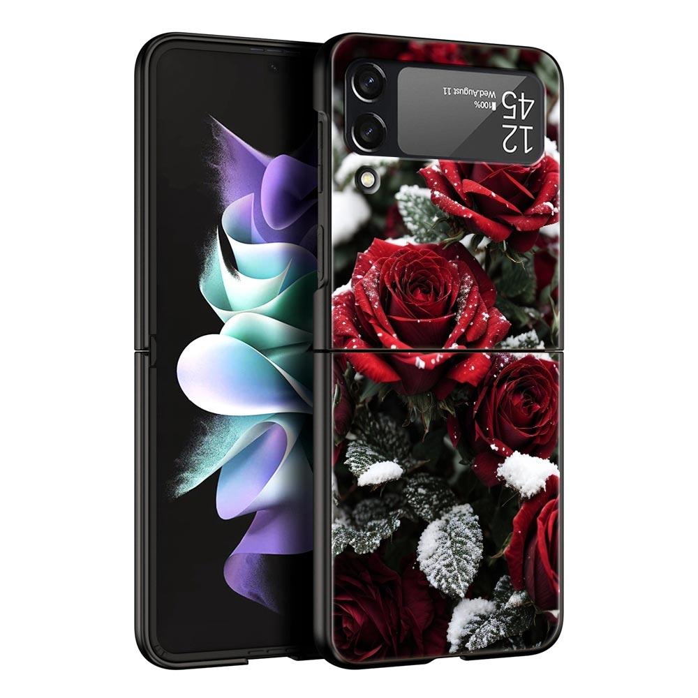 

Красивый чехол с красными розами для Samsung Z Flip 3 4 5, складной чехол для Samsung Z Flip3 Flip4 Flip5, жесткий чехол для ПК Samsung Z Flip 5
