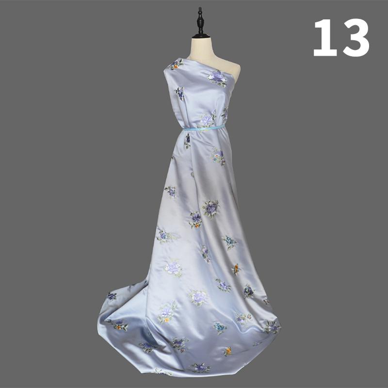 Chinese Style Peony Flower Butterfly Embroidered Fabric High-grade Soft Satin Fabric For Diy Sewing Dress Cheongsam Hanfu Cloth