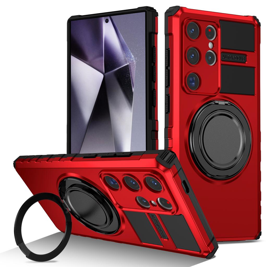 For Samsung Galaxy S24 Ultra Case Compatible with MagSafe Rotary Kickstand Anti-Drop TPU+PC Phone Cover