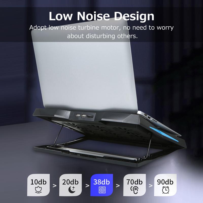 Under 17inch Laptop Cooling Pad with 6 Fans,6 Height Adjustable Stand,Laptop Cooler With Mobile Phone holder