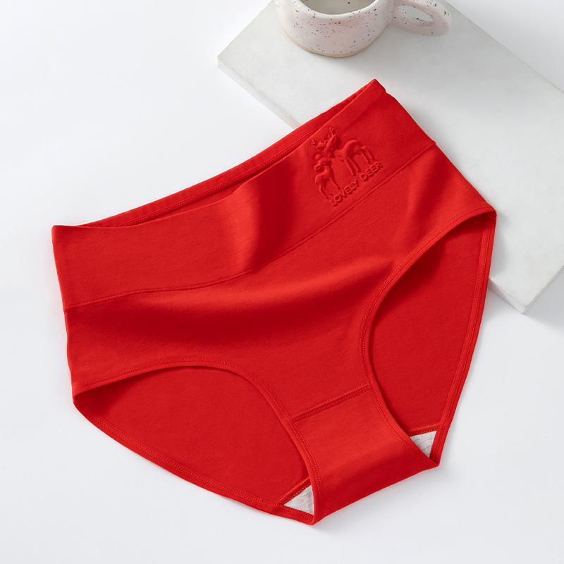 Plus Size Women's Spring and Autumn High Waisted Pure Cotton Cinched Triangle Underwear