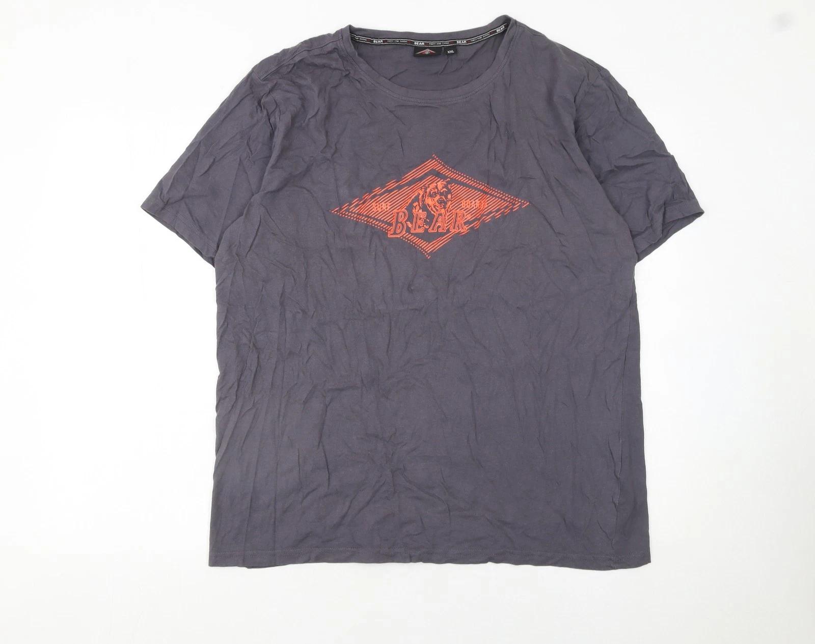 

Bear Mens Grey 2XL Graphic Animal Print Cotton T-Shirt L