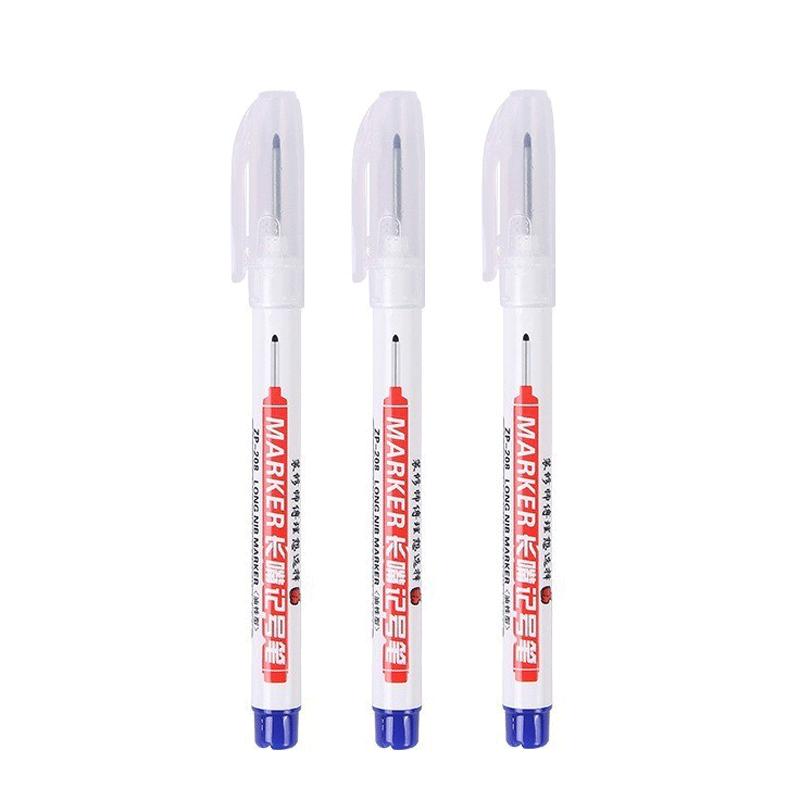 1/3Pcs White 20mm Deep Hole Long Nib Head Markers Pen Set for Metal Waterproof Bathroom Woodworking Decoration Multi-Purpose
