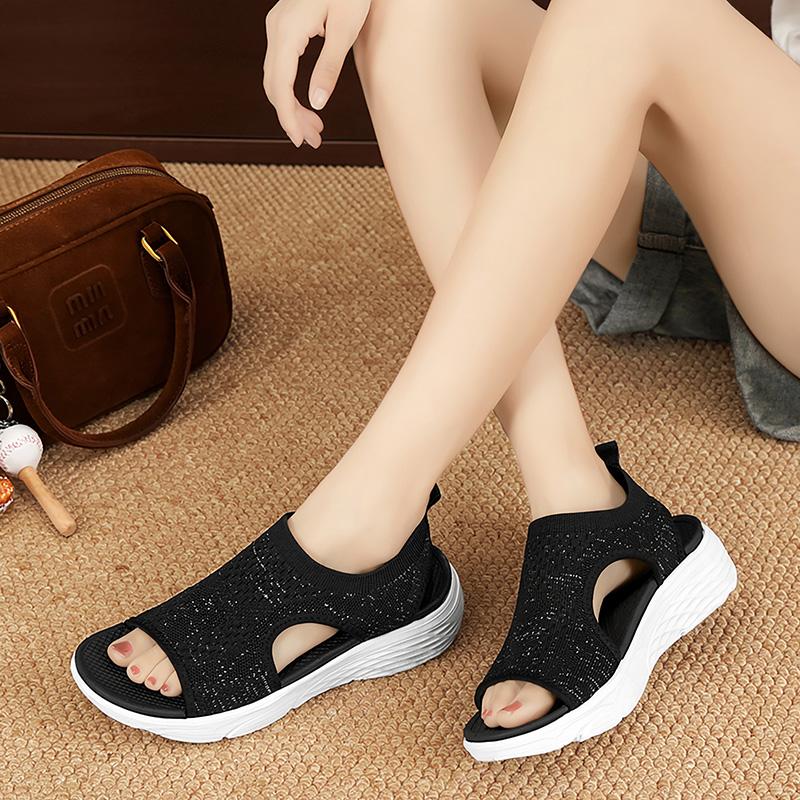 Große Größe Sommer Damen Sandalen Damen Wedges Strandsandalen Slip-On Damenschuhe