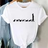 Summer Cute Cat Pattern Printed T-shirt with Breathable Micro Elastic Fashion Short Sleeved White Minimalist Versatile Top